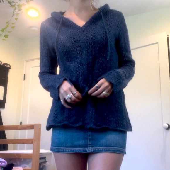 vintage pointelle knitted hooded sweatshirt - Picture 2 of 7